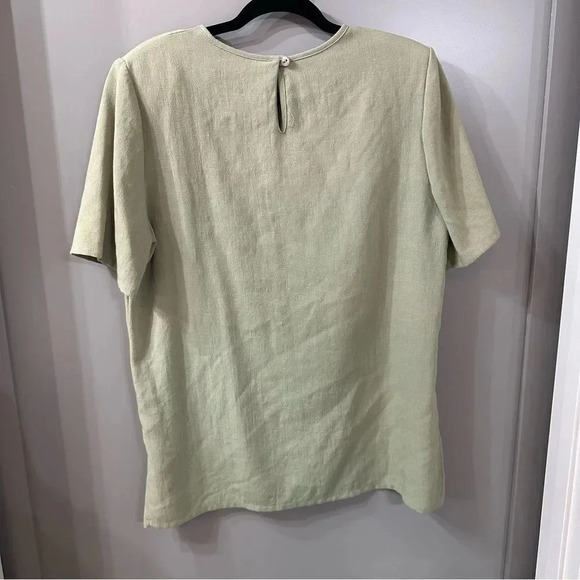 Vintage Casablanca Blouse Green Woven Material Size 14 - Picture 5 of 7